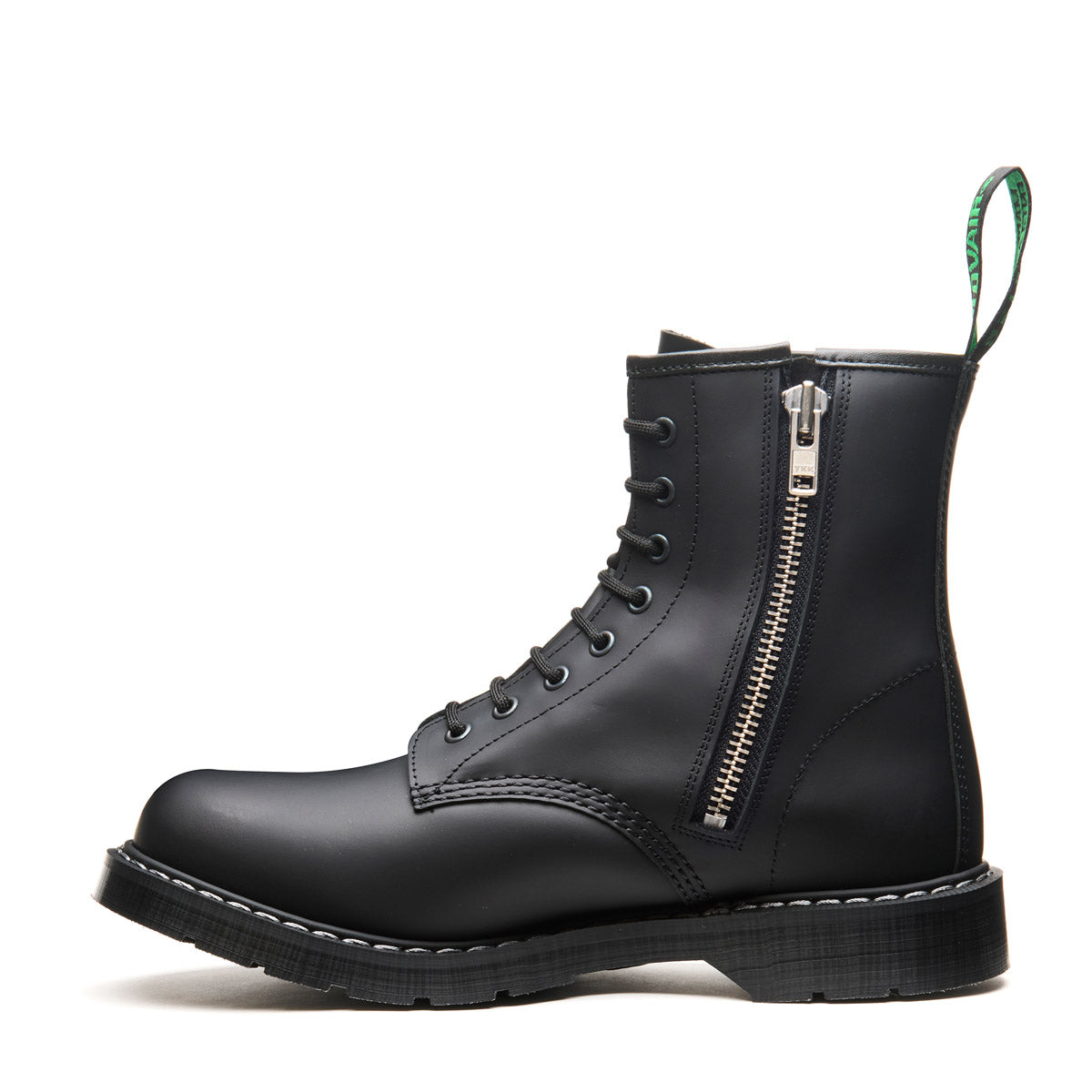 BlackGreasy8EyeZipDerbyBoot